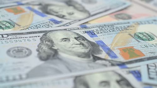 Close Up of United States One Hundred Dollar Bills