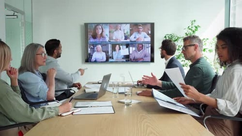 Modern Team Meeting with a Video Conference Call