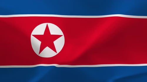 North Korea Flag Waving Animation Loop