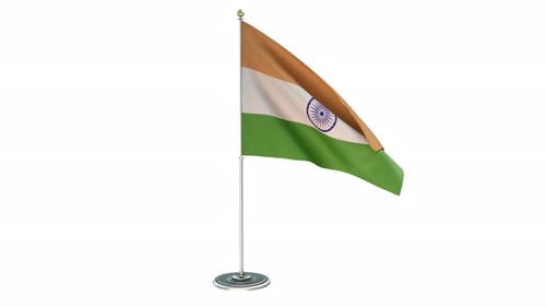 3D Rendered India National Flag Waving on Stand