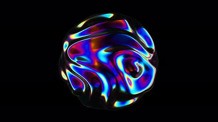 3D Abstract Iridescent Wavy Sphere Animation Loop, Backgrounds Motion ...