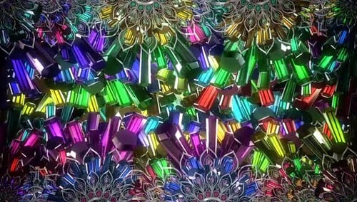 Vibrant Abstract Kaleidoscope Loop with Ornate Gemstone Patterns