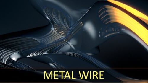 Abstract Fluid Metallic Shapes with Glowing Orange Lights Background