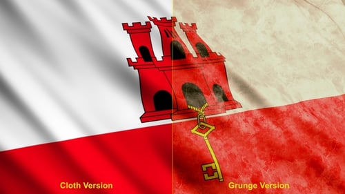 Waving Flag of Gibraltar with Grunge Texture