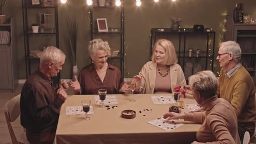 Seniors Enjoying Bingo Game Night Together