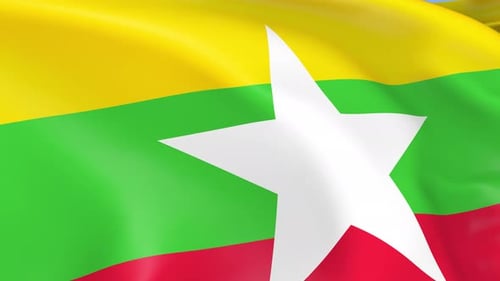Realistic Waving National Flag of Myanmar