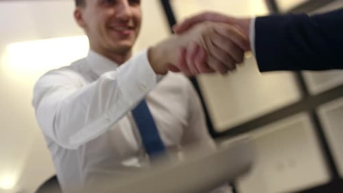 Office Worker Shaking Hands with Business Partner