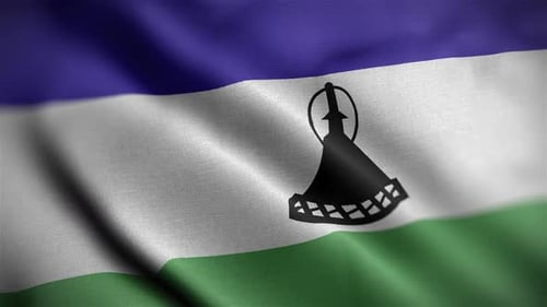Drapeau du Lesotho texturé ondulé gros plan, fond HD