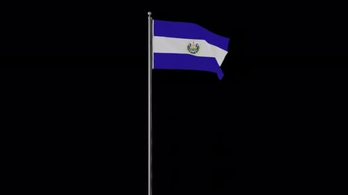 Realistic Waving Flag of El Salvador