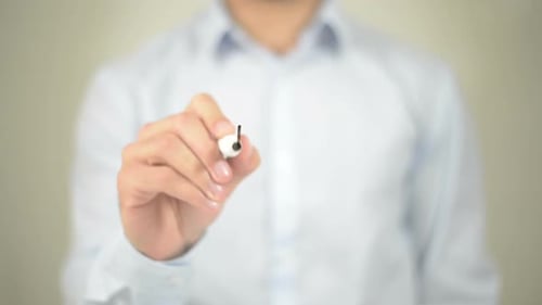 Hand Writes 'Think Global' on Clear Surface