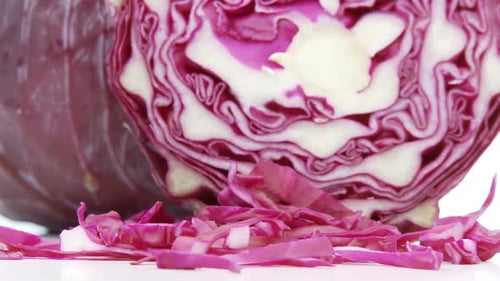 Close Up of a Vibrant Red Cabbage Halved