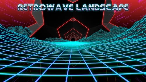 Cyberpunk Retro Futuristic Tunnel with Neon Grid Landscape