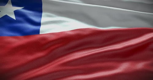 Realistic Chilean Flag Waving Seamless Loop Animation