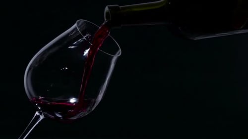 Pouring Red Wine into Glass Close Up