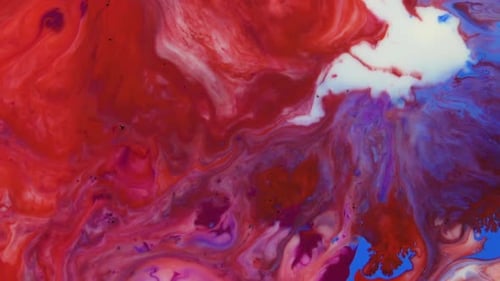 Abstract Paint Swirls of Red, White, and Blue