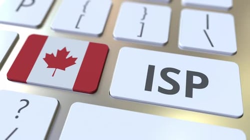 ISP or Internet Service Provider Text and Flag of Canada on the Keys