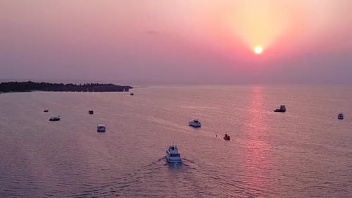 Drone view texture of exotic island beach trip by blue water with sand background