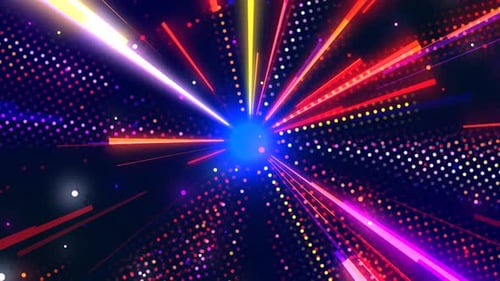 Vibrant Neon Light Trails Digital Space Tunnel Background