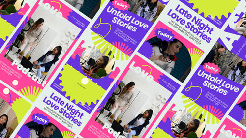 Love Stories Podcast Intro with Abstract Modern Graphics