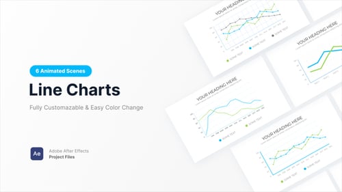 Animated Data Line Charts for Business Presentations and Infographics