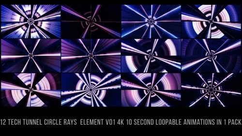 Tech Tunnel Circle Rays Blau V01