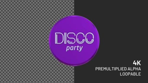 Disco Party Rotating Loopable Badge with Alpha Channel 4K