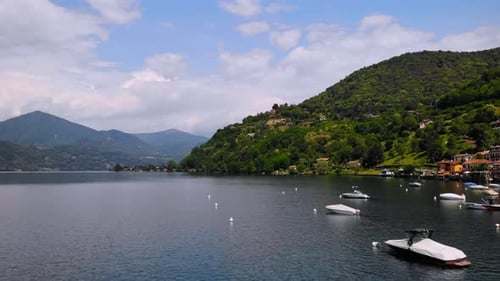 Aerial View on Lake in Sunny Day