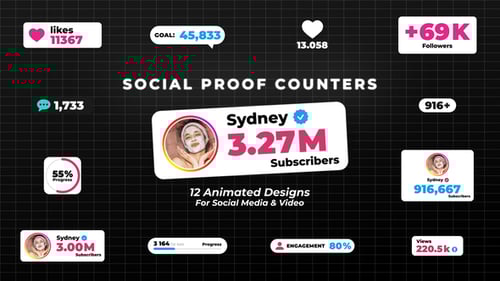 Animated Social Media Counters with Dynamic Number Roll-ups