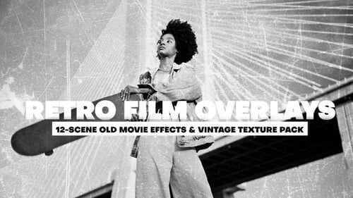 12-Scene Retro Film Overlays – Old Movie Effects & Vintage Texture Pack Premiere Pro