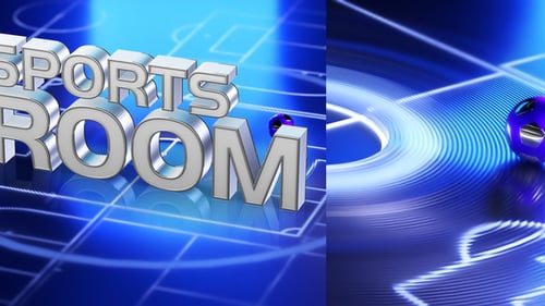 Futuristic Sports TV Show Intro with Glowing Stadium Lines