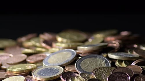 Mountain of Euro Coins Gyrating