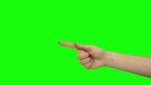 Arm of Lady Indicating at Something. Chroma Key. Close Up