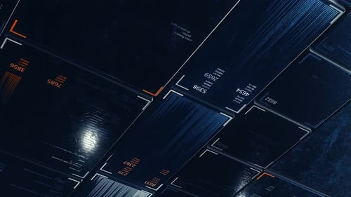 Blocks of program code flying in virtual space