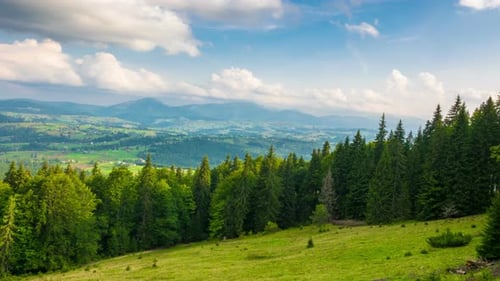 Mountain Landscape with a Fast Clouds and Shadows