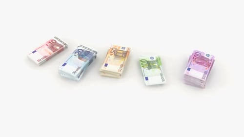 Euro Banknotes Stacking Up Time-Lapse Animation