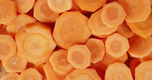 Overhead Macro Shot of Sliced Carrots