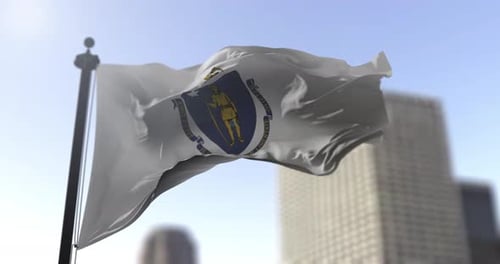 Realistic Massachusetts State Flag Waving Animation
