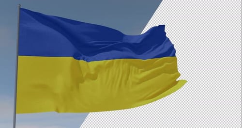Realistic Ukraine Flag Waving with Alpha Channel