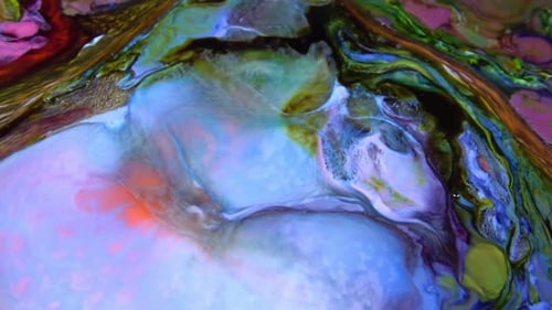 Colorful Abstract Paint Swirls Close Up