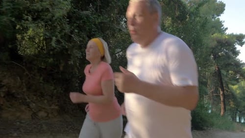 Mature Couple Jogging in the Forest