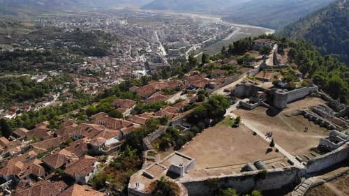 Berat Albania Aerial Cityscape Views