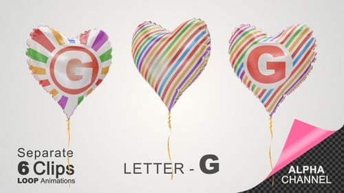 Animated Colorful Heart Balloon with Letter G