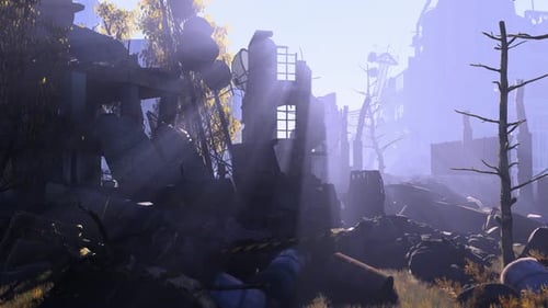 Sun Rays In A Ruined City