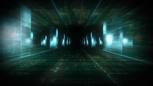 Futuristic Digital Data Tunnel Grid Background