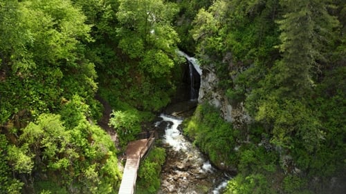 Aerial View of Waterfall and Creek