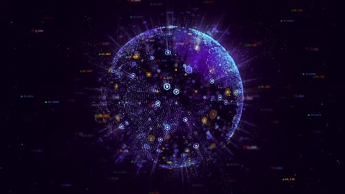 Digital Global Network Data Connections Technology Background Animation
