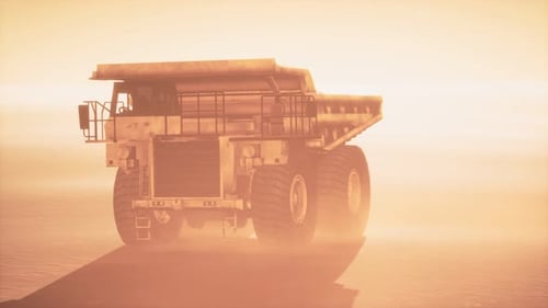 Heavy Duty Mining Truck in Sunny Desert Landscape