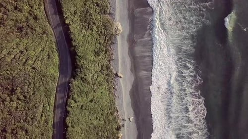 Scenic coastal road from above