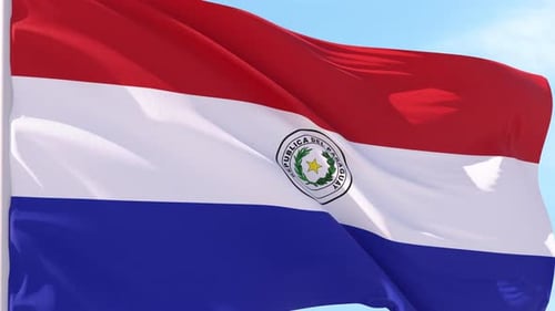 Paraguay Flag Waving in Realistic Outdoor Wind