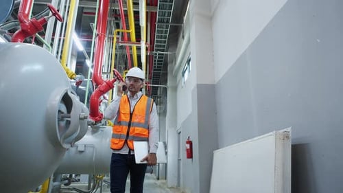 Engenheiro industrial trabalhando e se comunicando